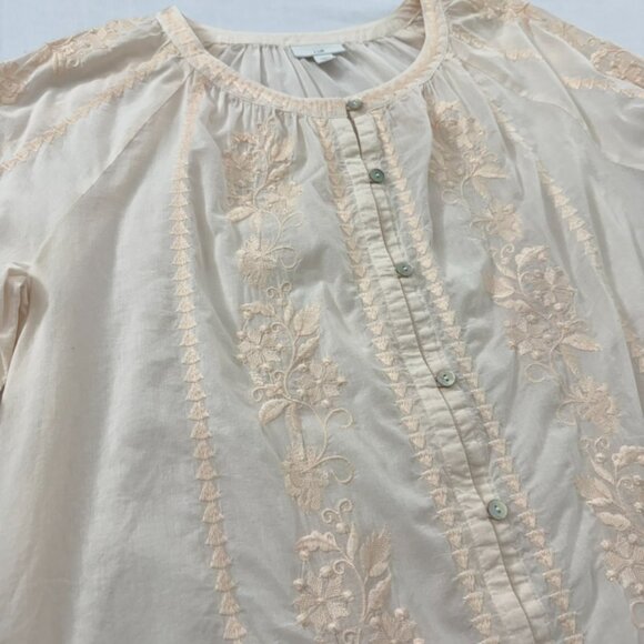 J. Jill Womens Pink Woven Cotton Floral Embroidered Button Up Tunic Size Large - Picture 7 of 14